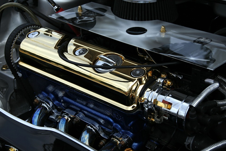 A golden car engine